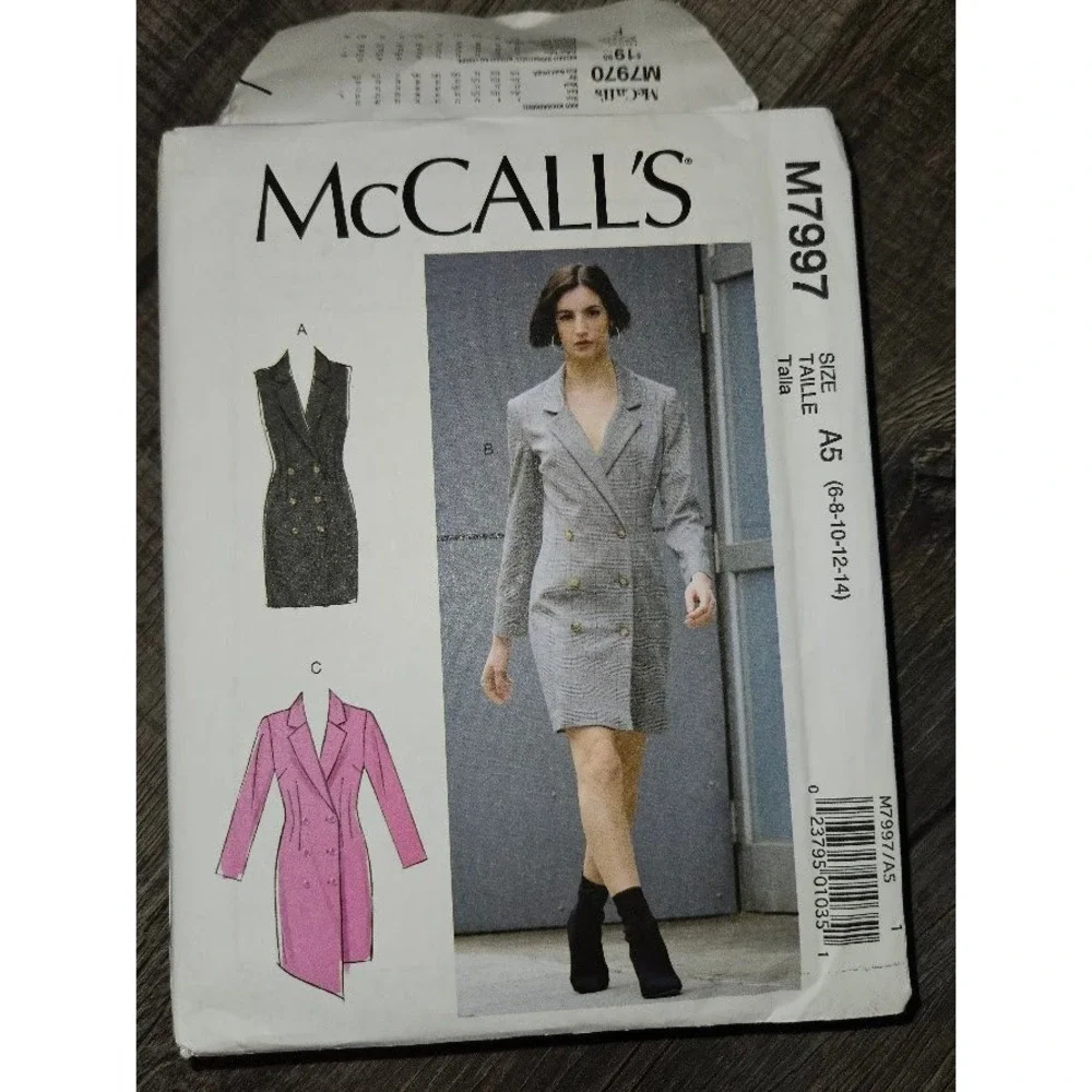 McCalls M7997 Misses Double Breasted Blazer Dress Sewing Pattern Size 6-14 A5